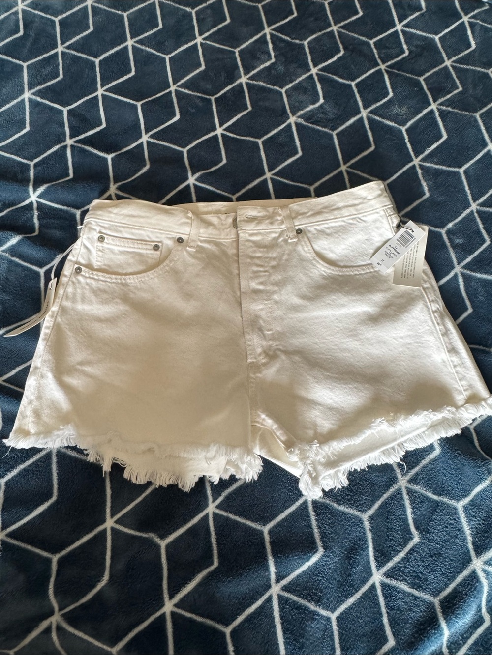 Denim forum aritzia white hi rise jean shorts